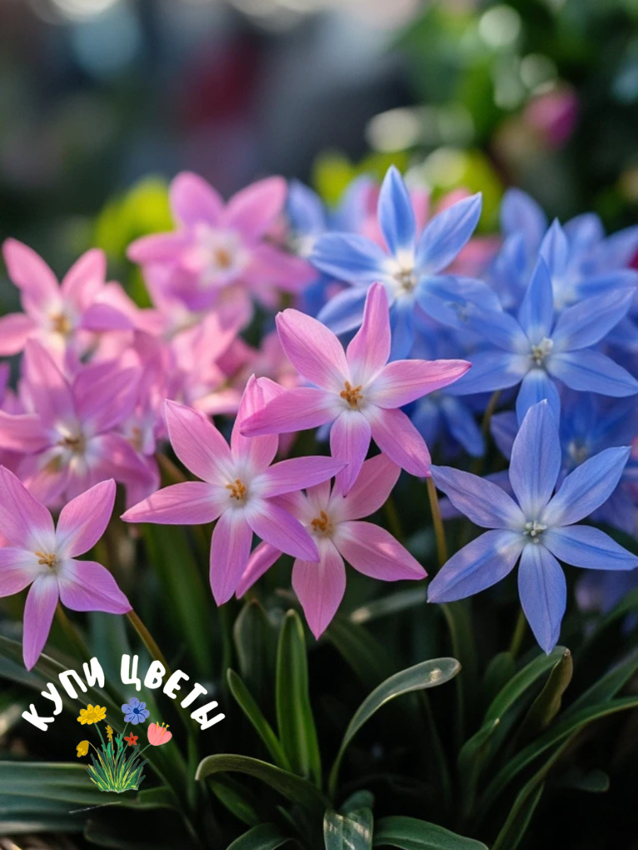 TWIN Хионодокса Forbesii Rosea 5 шт / Luciliae 5 шт ( 10 луковиц )