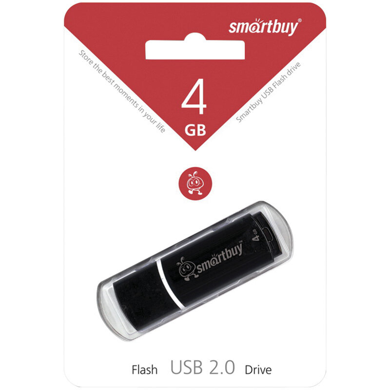 3 шт. Память Smart Buy "Crown" 4GB, USB 2.0 Flash Drive, черный