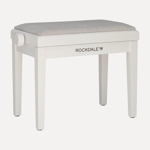 Изображение товара ROCKDALE RHAPSODY 135 SV WHITE GRAY деревянная банкетка с регулировкой высоты, корпус белый матовый, сиденье вельвет