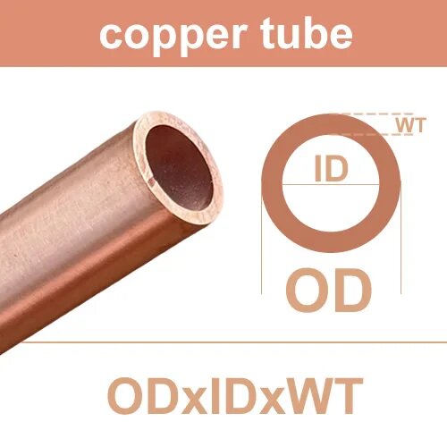 Медные трубы T2 18x16x1mm 500mm x1pcs