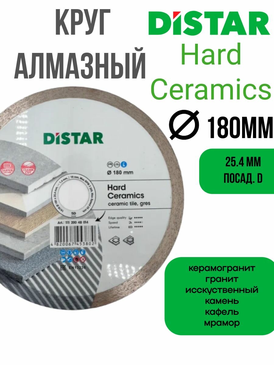 Круг алмазный DISTAR Hard Ceramics 180x254