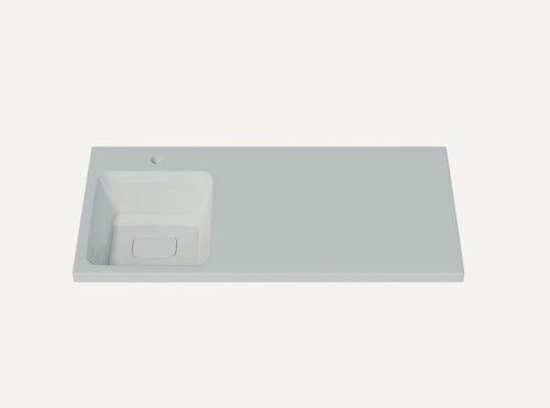 Изображение товара Раковина над стиральной машиной Madera Kamilla 100 L с правым крылом, белая, глянцевая, раковина для ванной из искусственного мрамора, прямоугольная