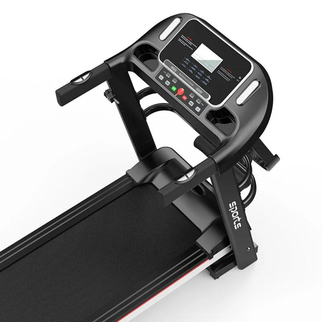 Беговая дорожка электрическая складная, двигатель 2 HP, нагрузка до 120 кг, сенсорный дисплей — фото 1