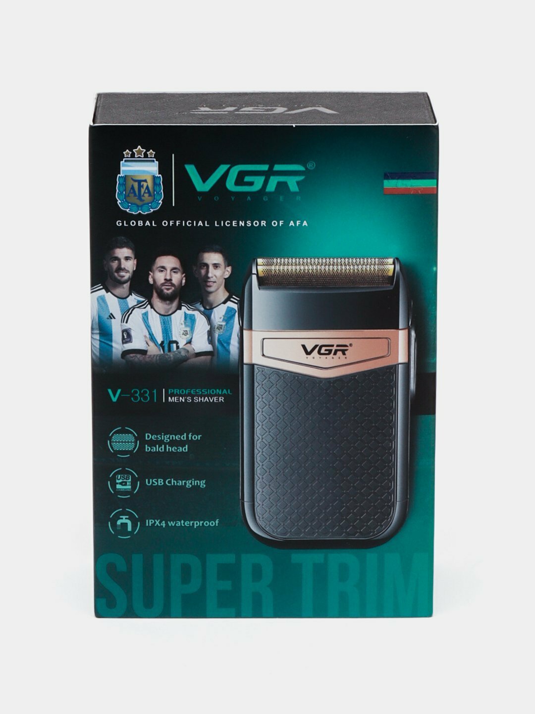 Триммер VGR V-331, для бороды, нержавеющая сталь, быстрая зарядка, черный — фото 1