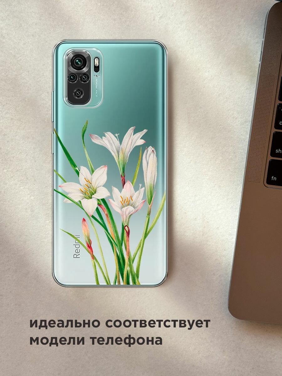 Чехол на Xiaomi Redmi Note 10/Note 10S/Poco M5s / Сяоми Редми Нот 10/Нот 10S/Поко M5s с принтом "White lily", прозрачный — фото 1
