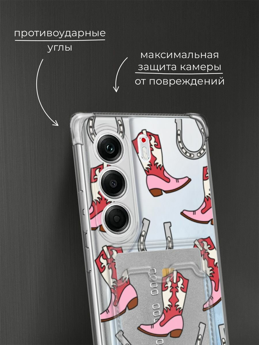 Чехол на Tecno Camon 40 Pro (Текно Камон 40 Про) с картой и принтом "Ковбойские сапоки паттерн" — фото 1