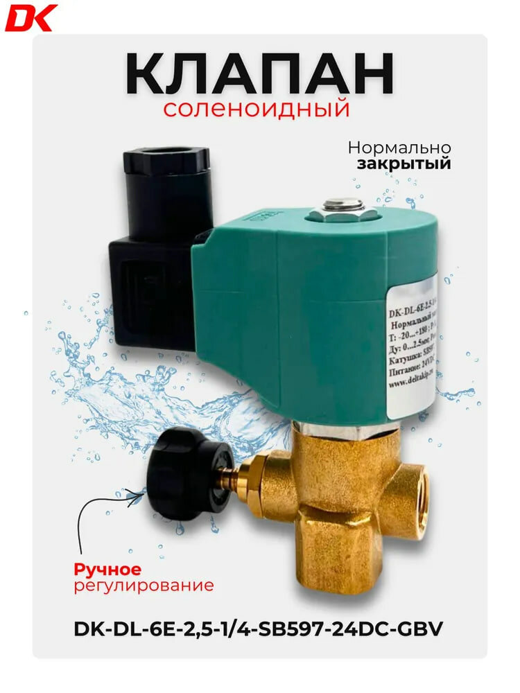 Клапан соленоидный нормально закрытый DK-DL-6E-2,5-1/4-SB597-24DC-GBV