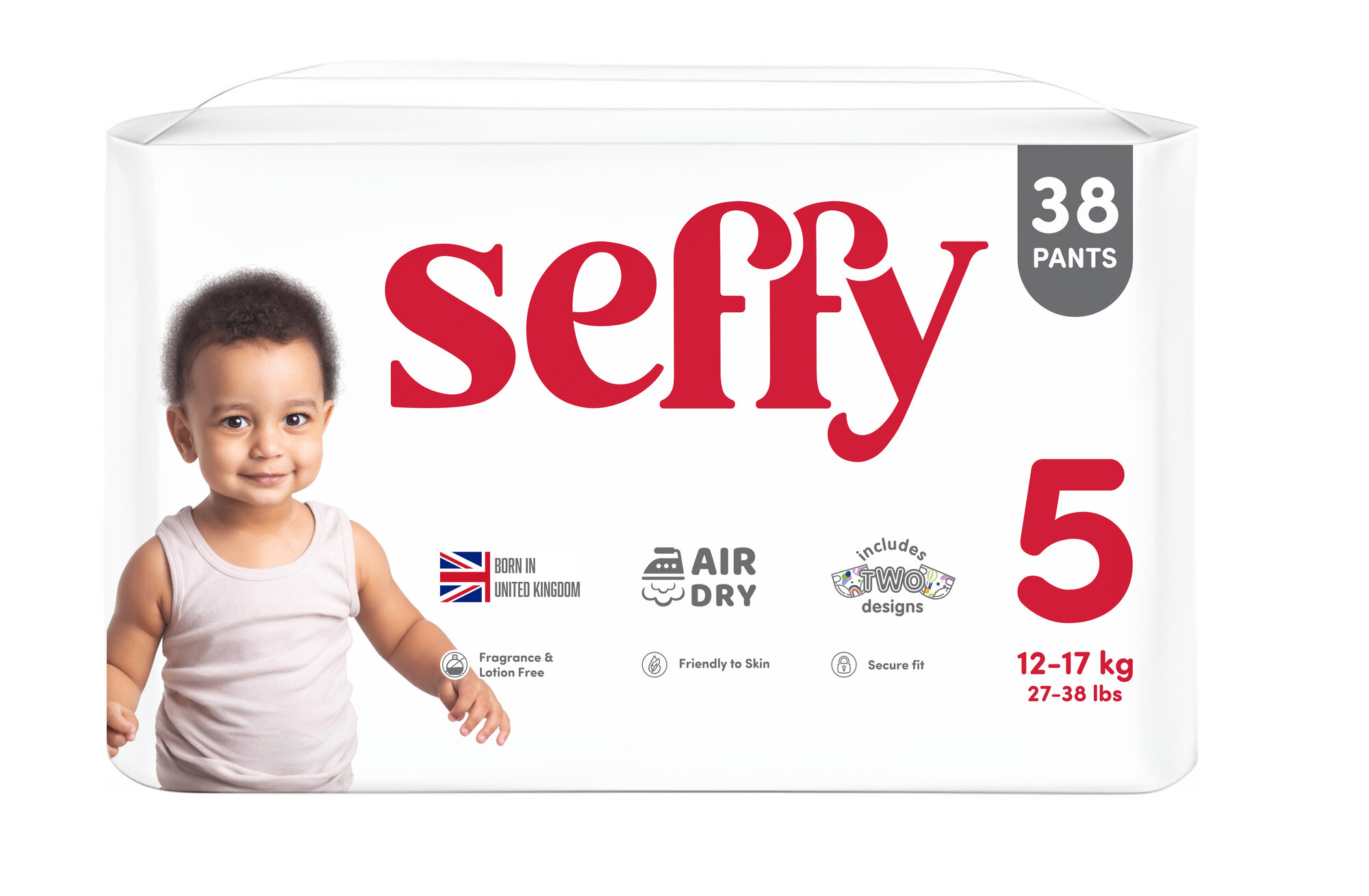 Подгузники-трусики SEFFY, размер 5 для малышей, унисекс, белые, красные
