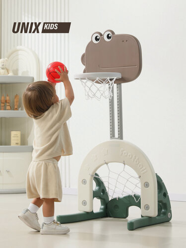 Изображение товара Игровой комплекс UNIX Kids Dino / Дино (3 в 1) для дома и улицы: баскетбольная стойка, хоккейные ворота, футбольные ворота