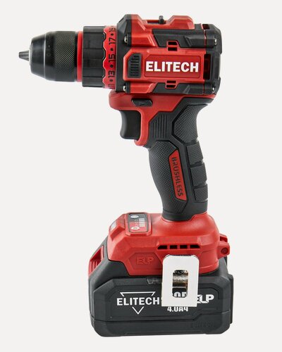 Изображение товара Шуруповерт аккумуляторный дрель ELITECH ДА 20БЛ2, 20 В, 50 Нм, BL мотор, 1 АКБ 2.0 А/ч+1 АКБ 4.0 А/ч, кейс