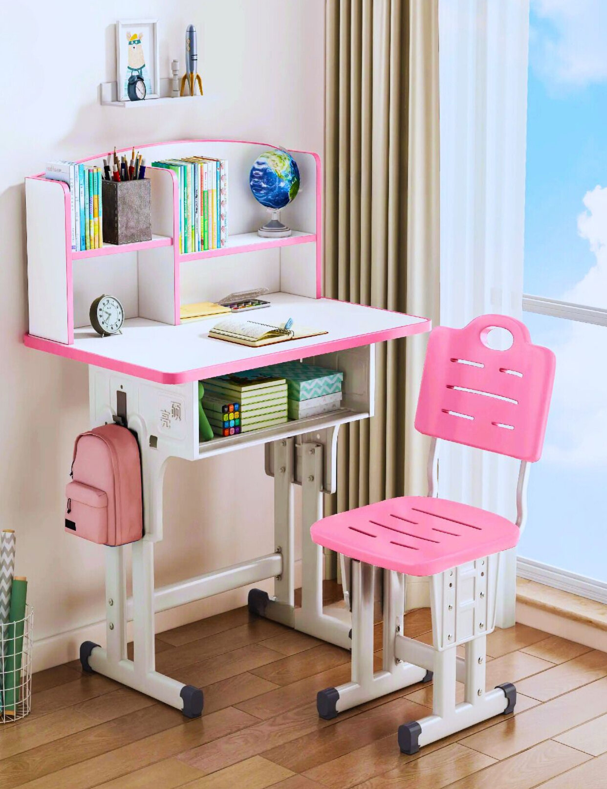 Детская регулируемая парта со стулом, школьный, металлический стол, для дома и учебы