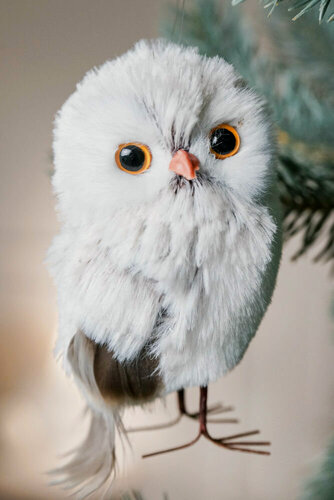Изображение товара Декоративная фигура совёнок тотти, искусственный мех, перо, 11 см, Winter Deco 1135214