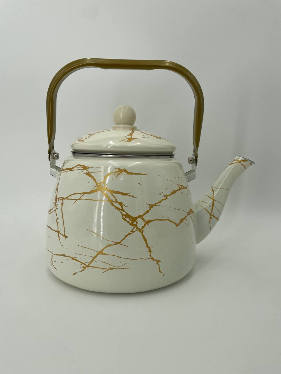 Набор эмалированных чайников, в подарочной упаковке, белого цвета — фото 1