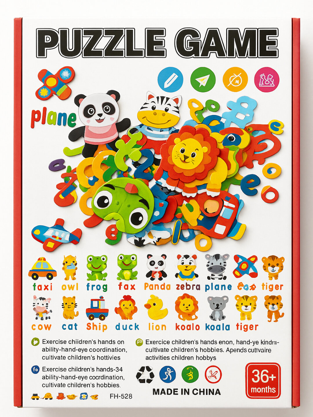 Яркий пазл с животными для детей 3+, развивает логику, моторику и память