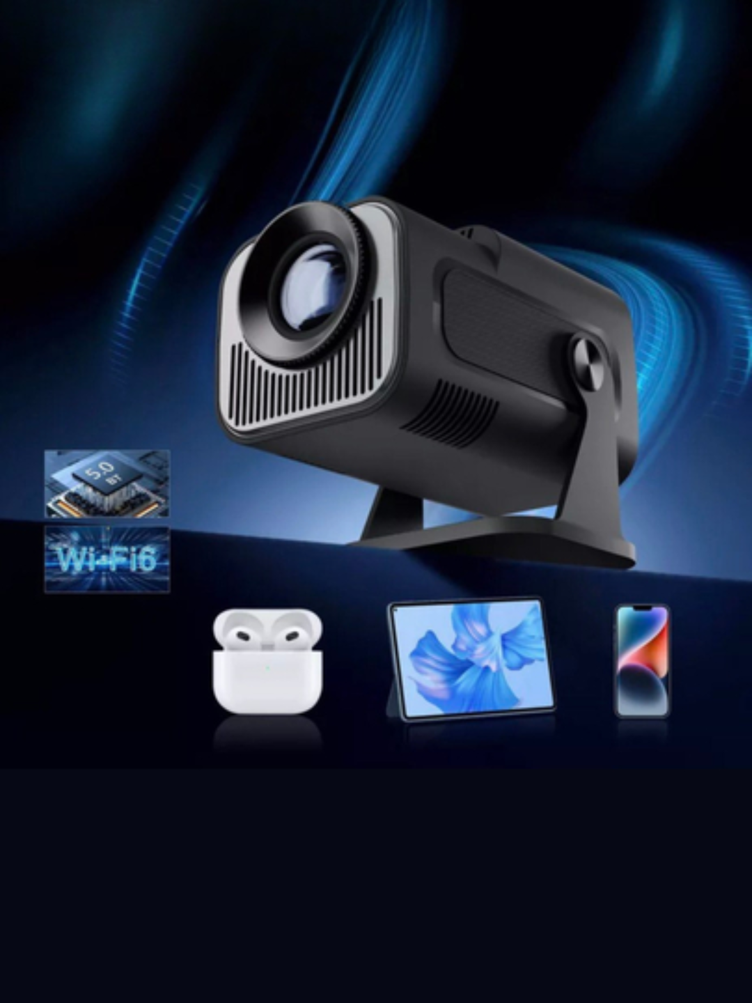 Проектор HY320 Mini, домашний кинотеатр, Full HD, Wi-Fi, Android — фото 1