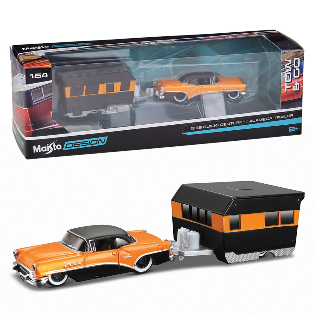 Модель автомобиля 1:64 масштаб 1955 Buick Century Alameda прицеп для путешествий из сплава в коробке
