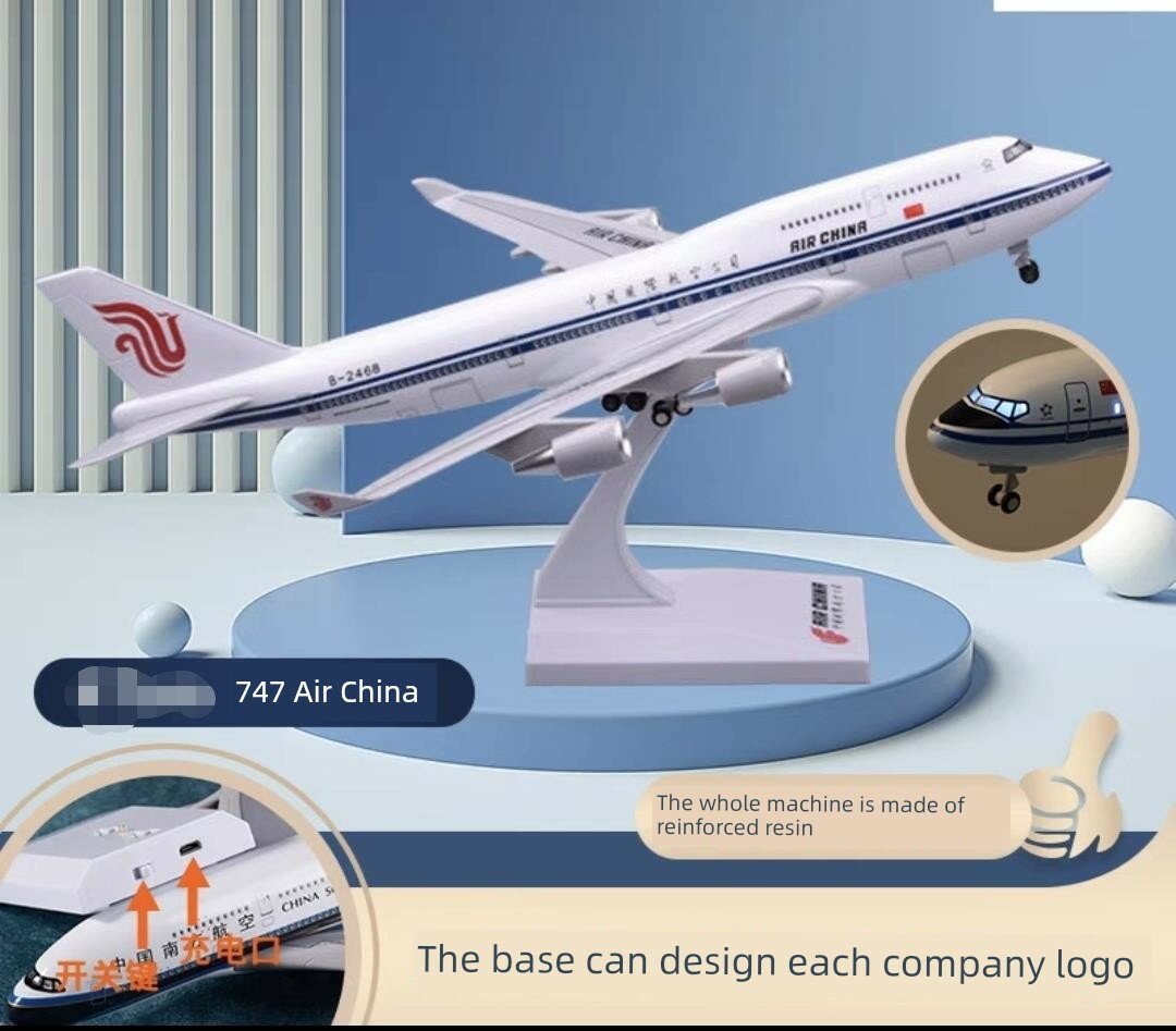Боинг 747, авиакомпания Айр Китай, 30 см, колеса и свет, модель самолета