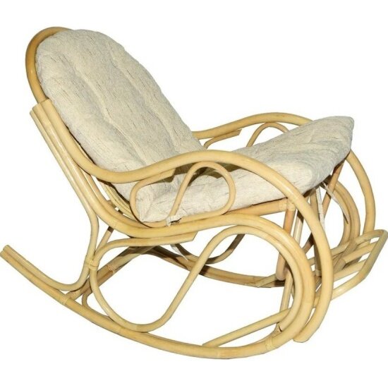 Кресло – качалка Мебель Солнца 05/05 с бежевой подушкой цвет натуральный