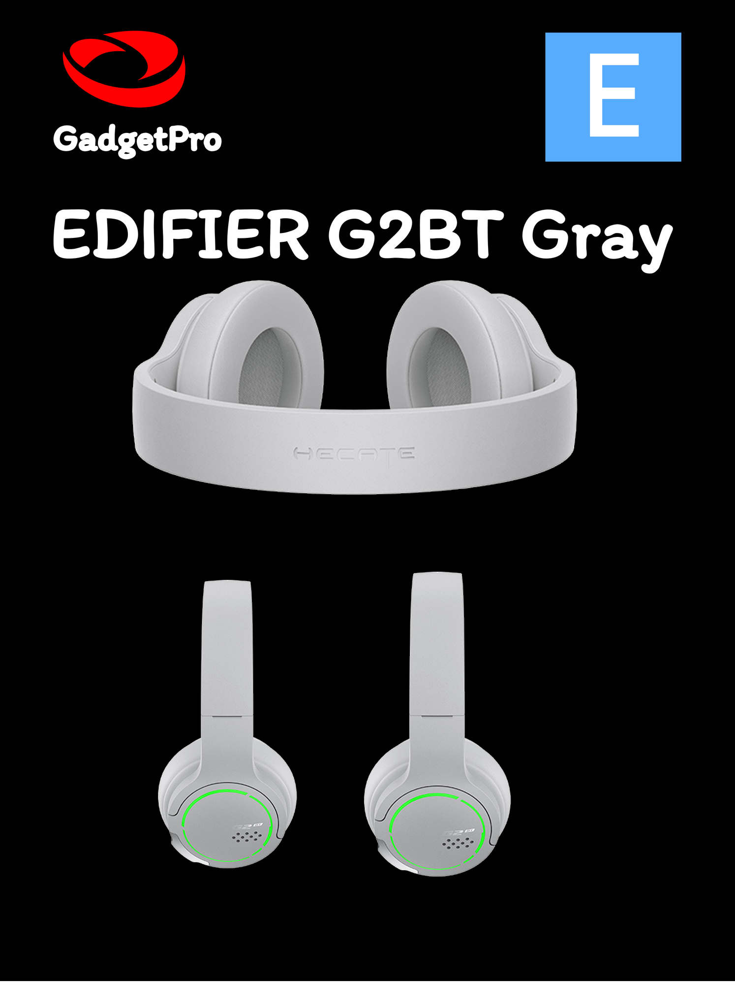 Беспроводные игровые наушники EDIFIER G2BT с микрофоном, Bluetooth 5.2, до 36 ч работы, серые