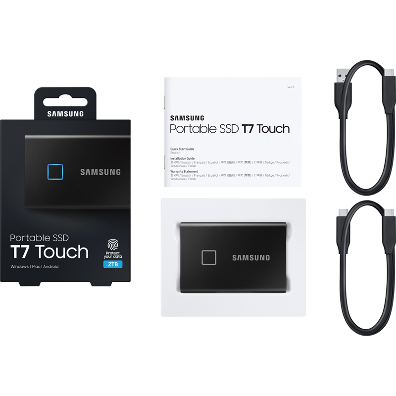 Внешний SSD диск SAMSUNG T7 Touch, 2TB, USB 3.2, Black (MU-PC2T0K/WW)