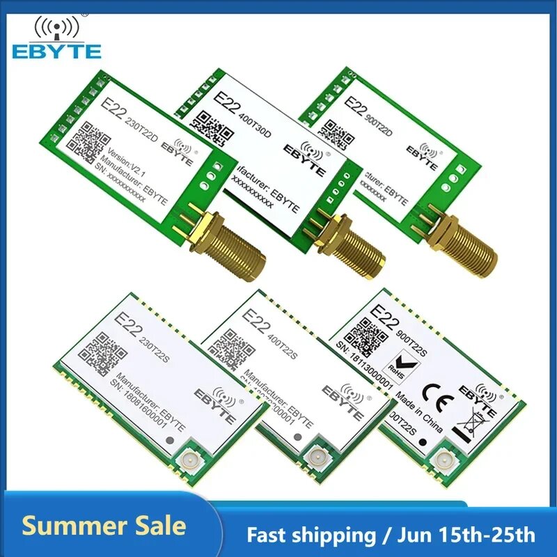 Модуль LoRa EBYTE E22 Серии SMD DIP 433 МГц 915 МГц 868 МГц 22 дБм 30 дБм IPEX/печать отверстия SMA-K беспроводной модуль — фото 1