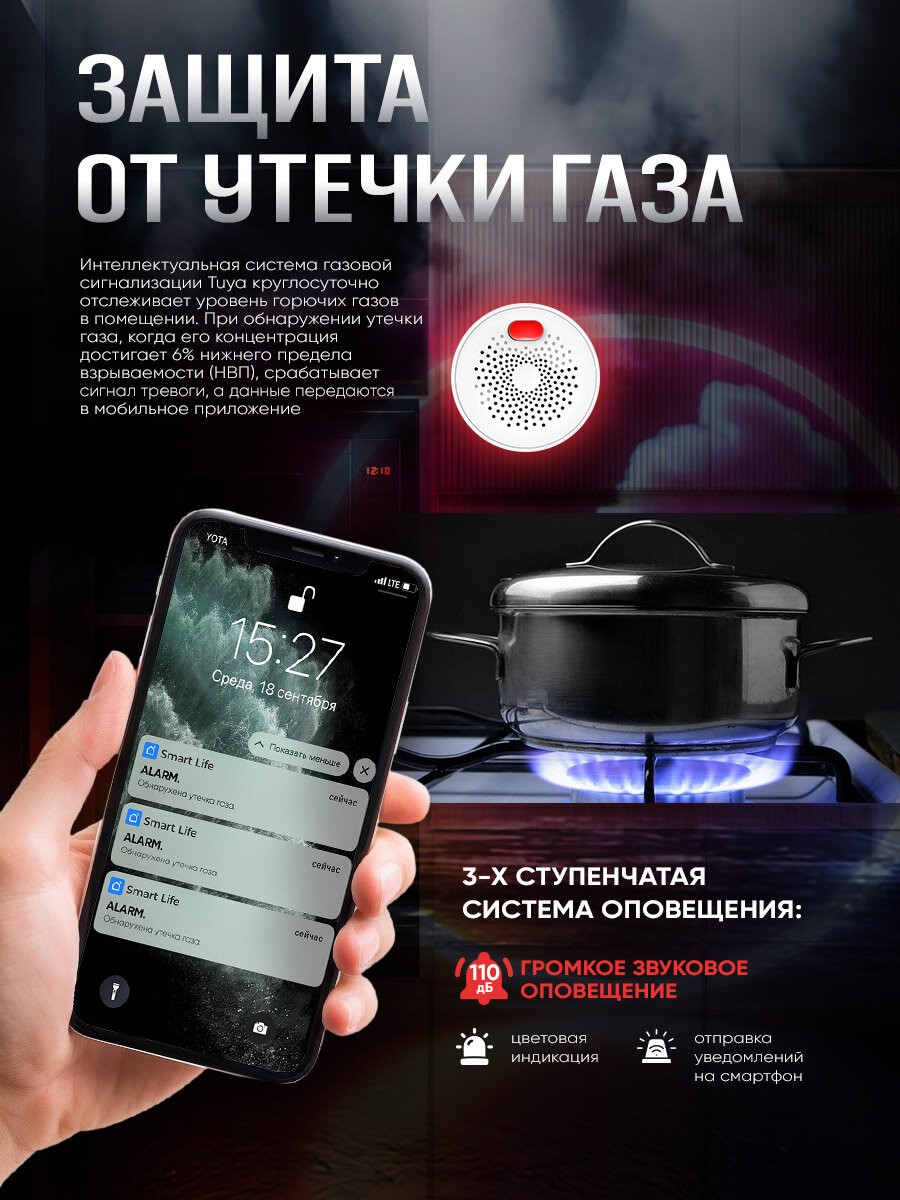 Датчик утечки газа для дома wifi zigbee — фото 1