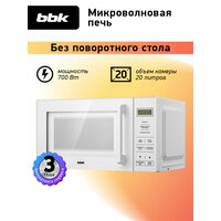 Микроволновая печь BBK 20MWS-751S/W белый, без поворотного стола, объем 20 л, мощность 700 Вт, автоменю, блокировка от детей