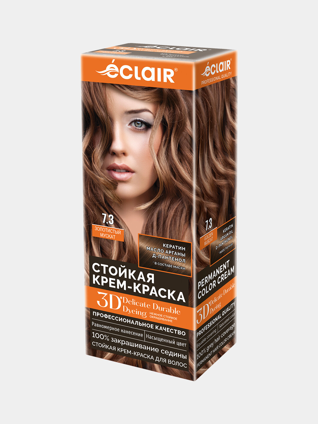 Крем-краска Eclair "Золотистый мускат" 3D, стойкая, с аргоновыми маслом, 100мл