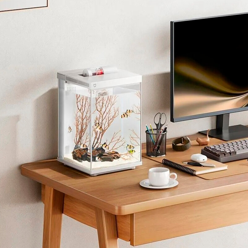 Умный аквариум 10 литров с автокормушкой для рыб Xiaomi Mijia Smart Fish Tank MYG200 , БЕЛЫЙ