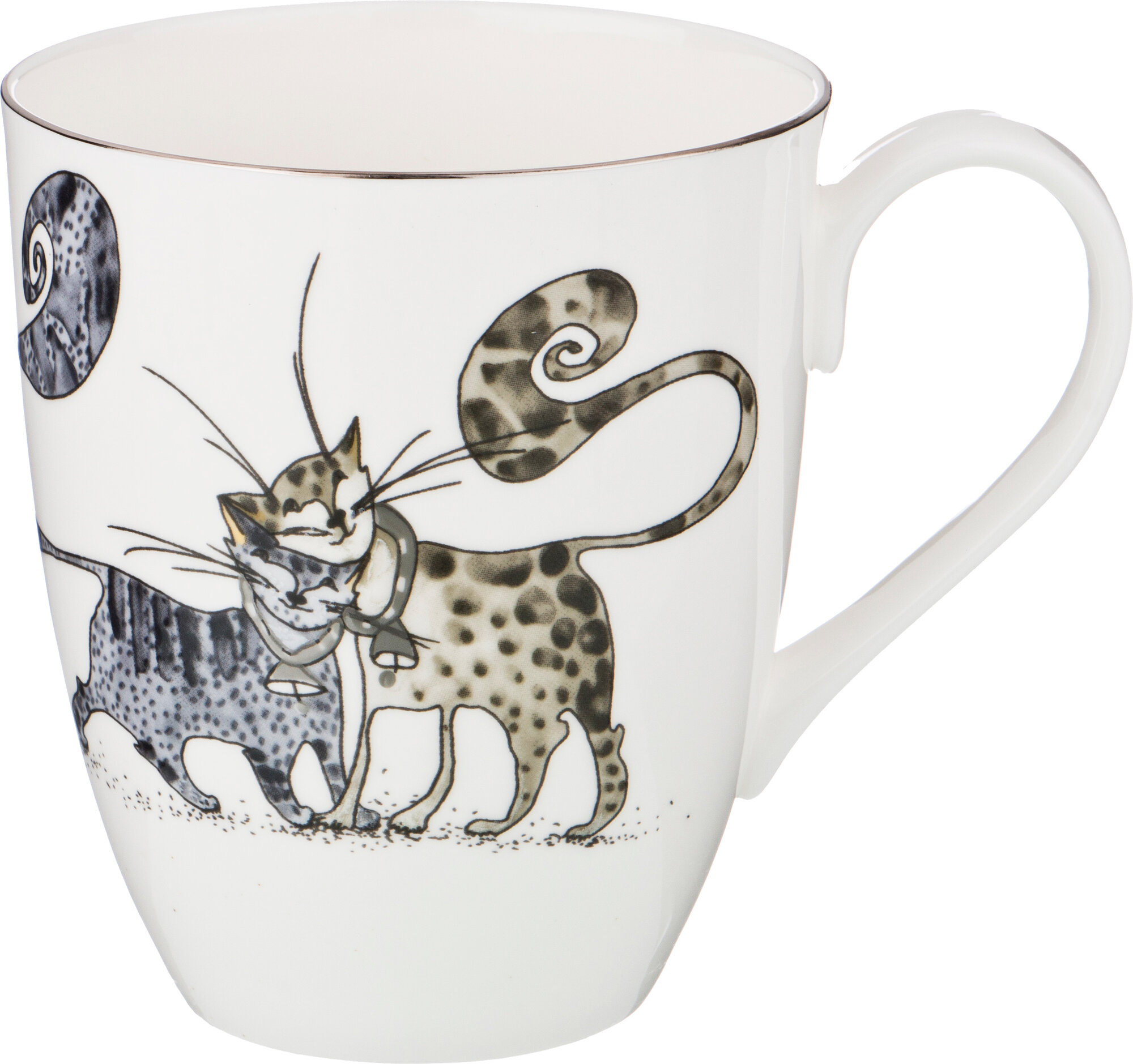 Кружка Lefard "Котики", 400 мл, для чая и кофе, фарфоровая, белая — фото 1