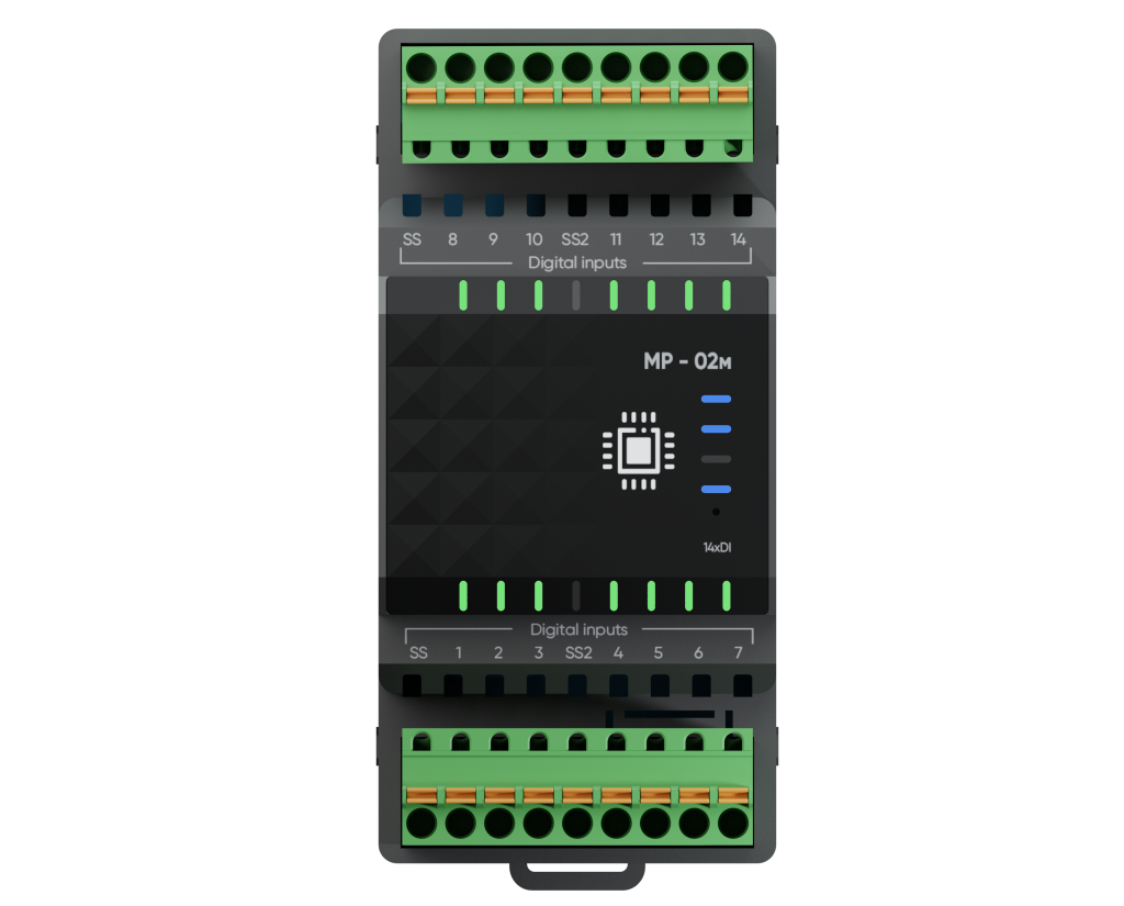 Модуль расширения Цинтрон МР-02м 14xDI, 14 дискретных входов, Modbus RTU, IP20, крепление на DIN-рейку