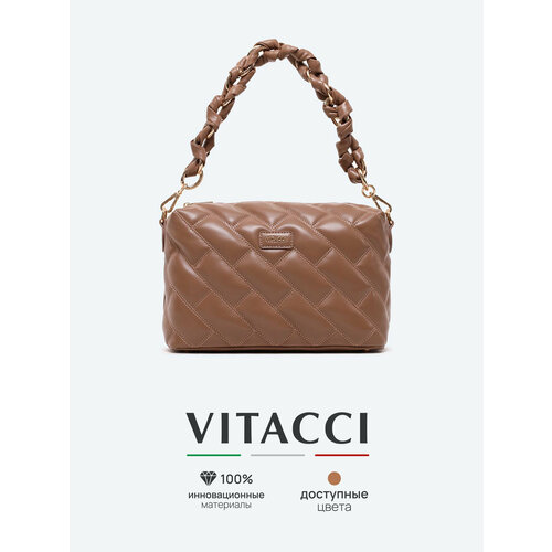 фото Сумка багет vitacci, фактура стеганая, коричневый
