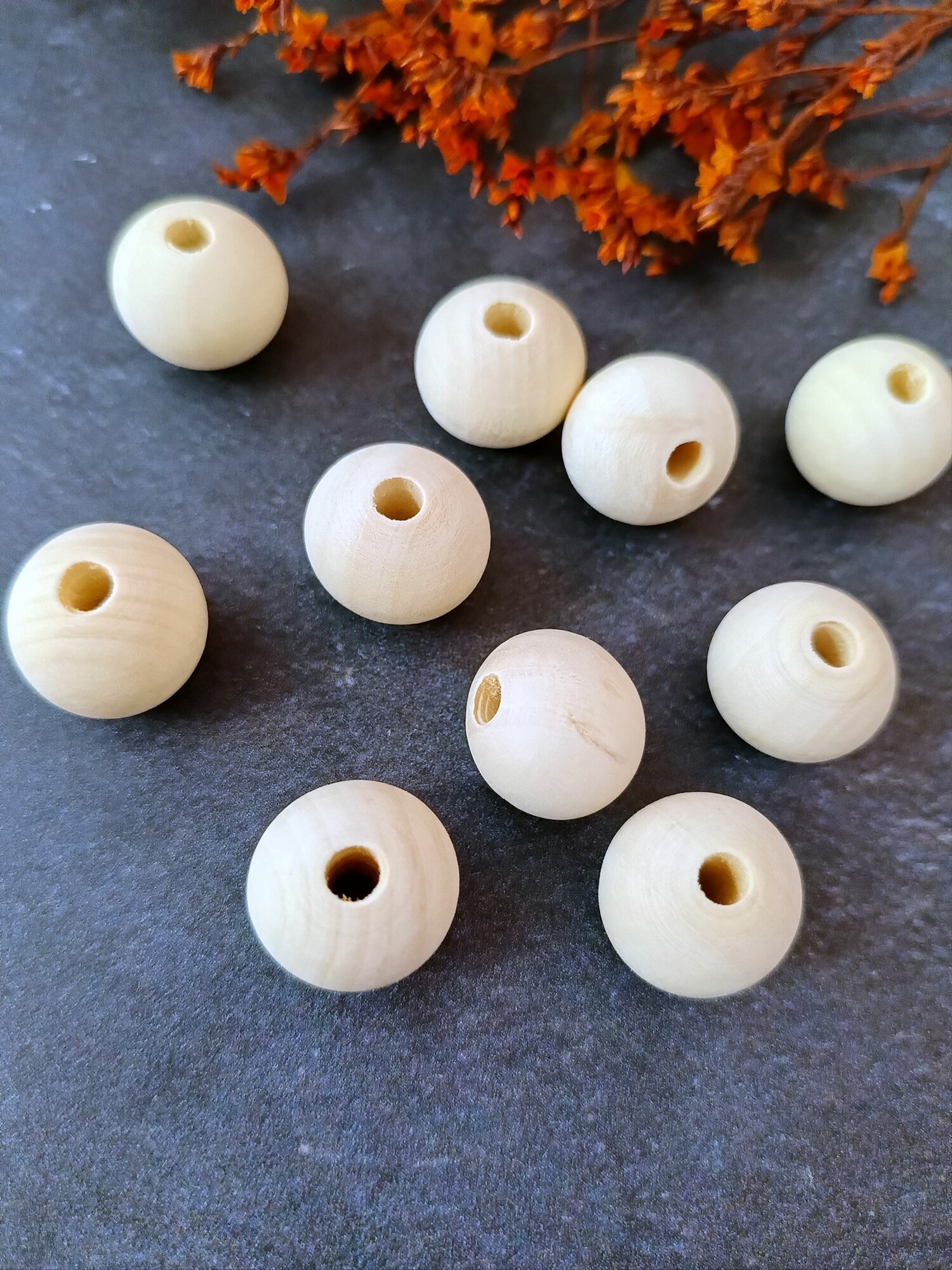 Бусины деревянные круглые для дред косичек макраме 20мм 10шт