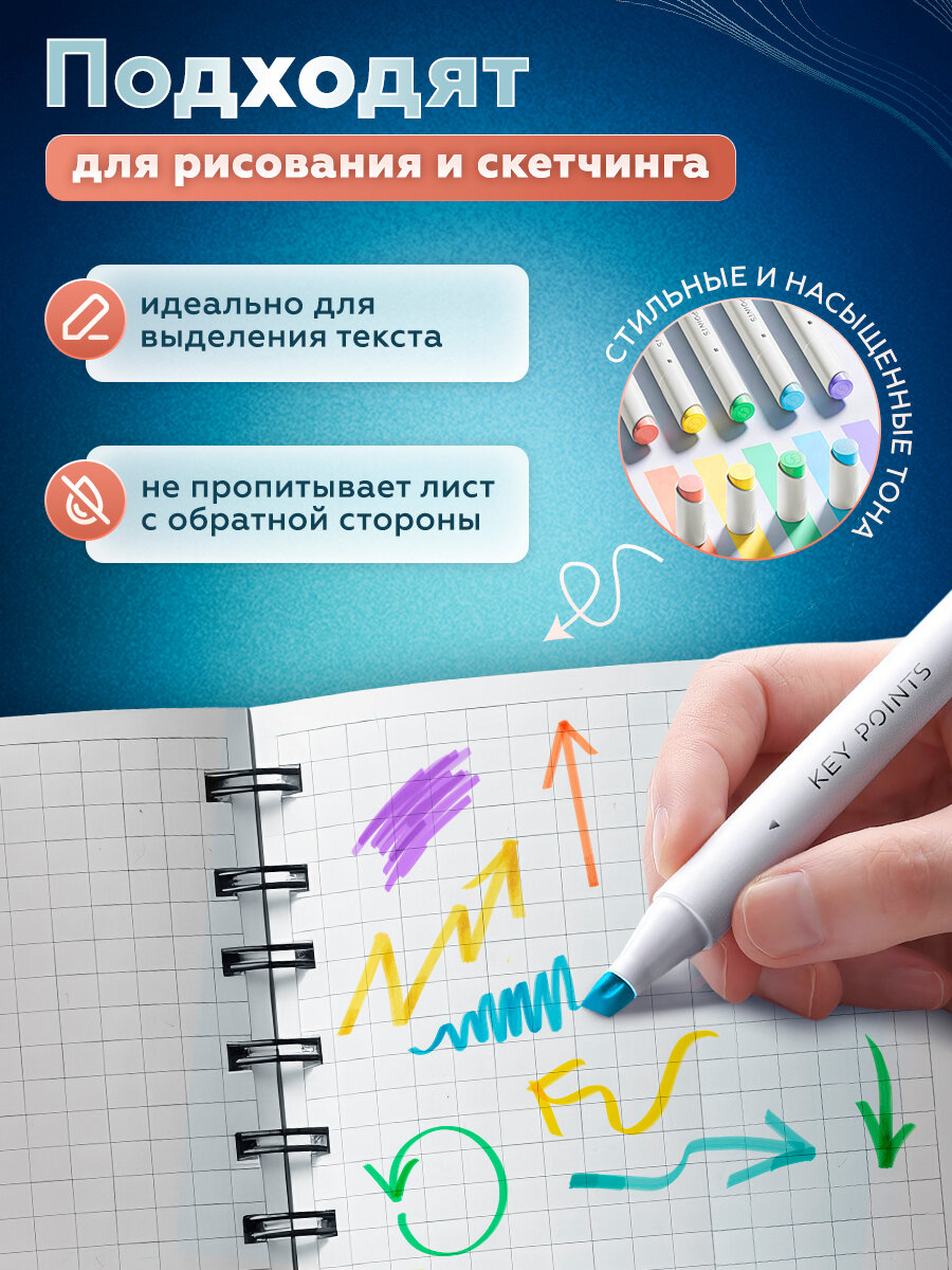 Текстовыделители пастельные фломастеры для скетчинга маркеры; набор 5 штук — фото 1