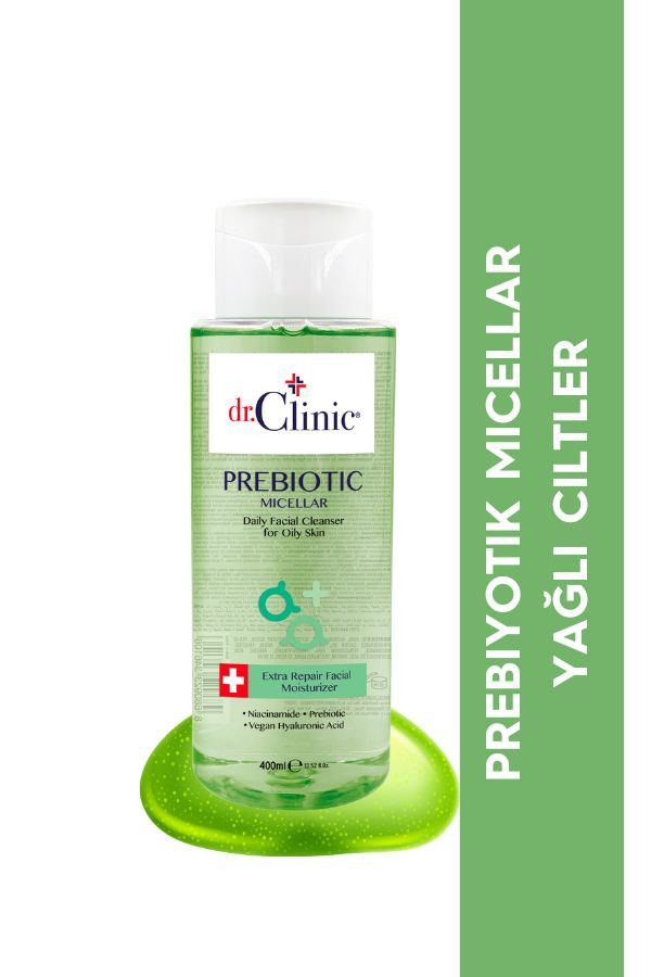 Мицеллярная вода "DR CLINIC GREEN", для жирной кожи, пребиотическая формула, 400 мл.