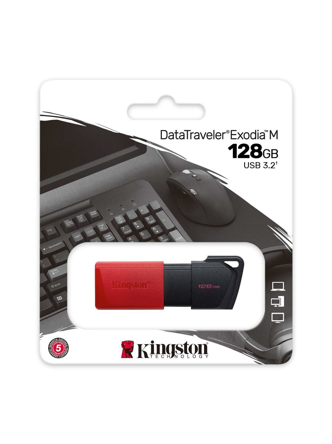 Флэш диск USB Kingston DataTraveler Exodia M 128GB USB3.2 Red — фото 1