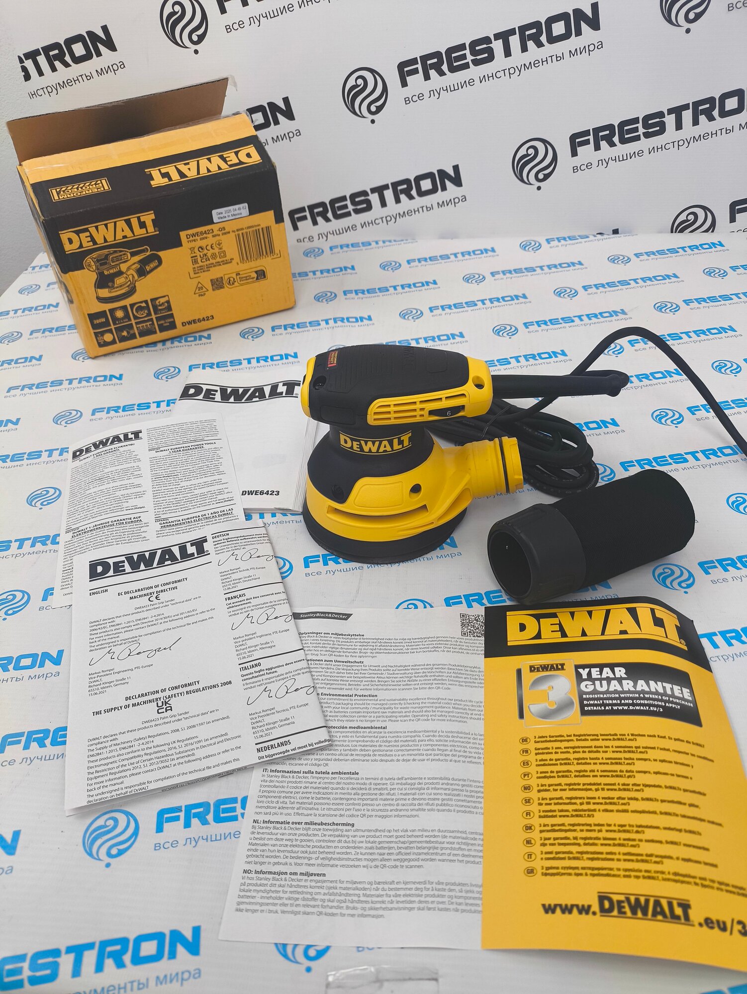 Dewalt DWE6423-QS Эксцентриковая шлифовальная машина 280 Вт 126 мм, 220В, Мексика