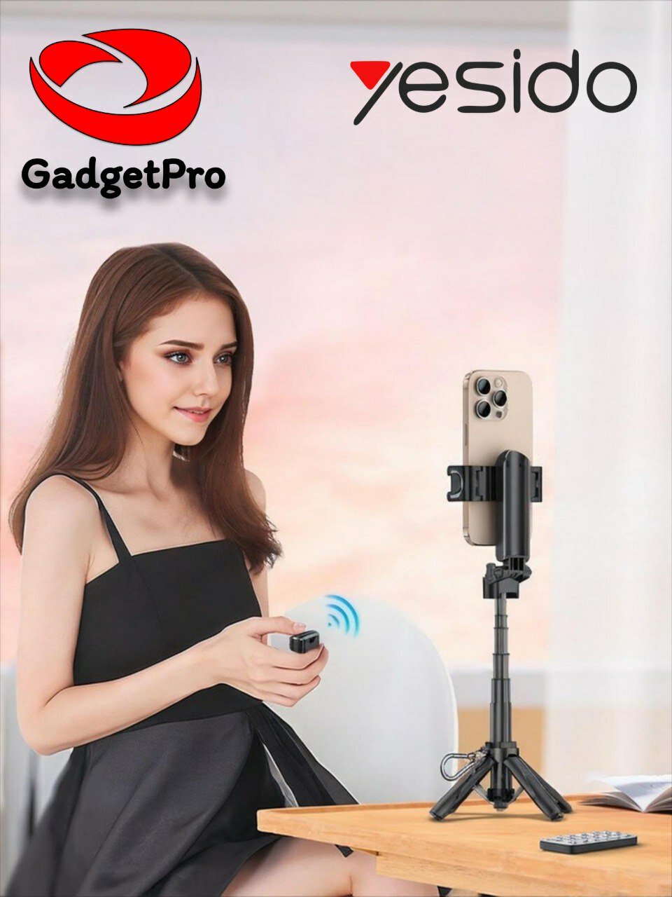 Мини селфи-палка Yesido SF29 с Bluetooth 5.2, 43 см, поворот 360°, съемный пульт и усиленный штатив
