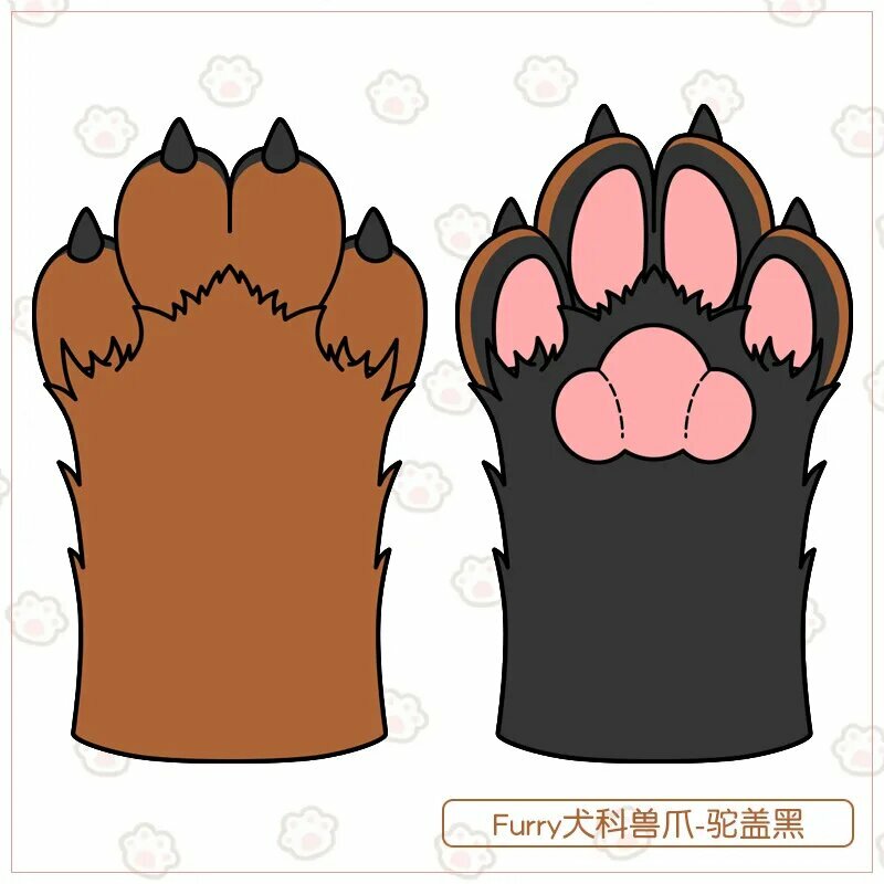 Пушистые перчатки-когти для косплея Camel cover black