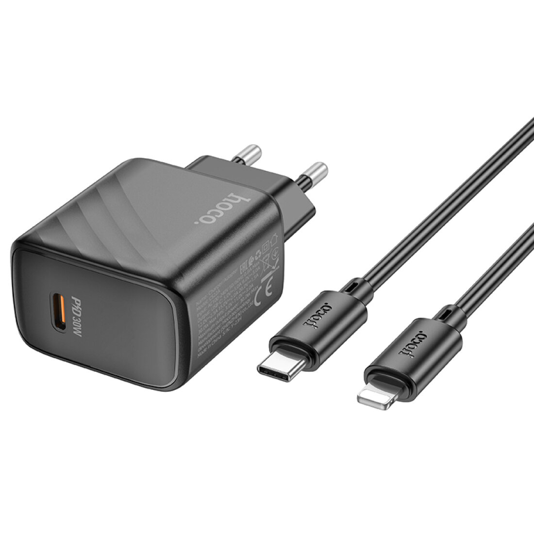Сетевое зарядное устройство, 1 PD 30W (CS22A), HOCO, Type-C to Lightning, черный — фото 1