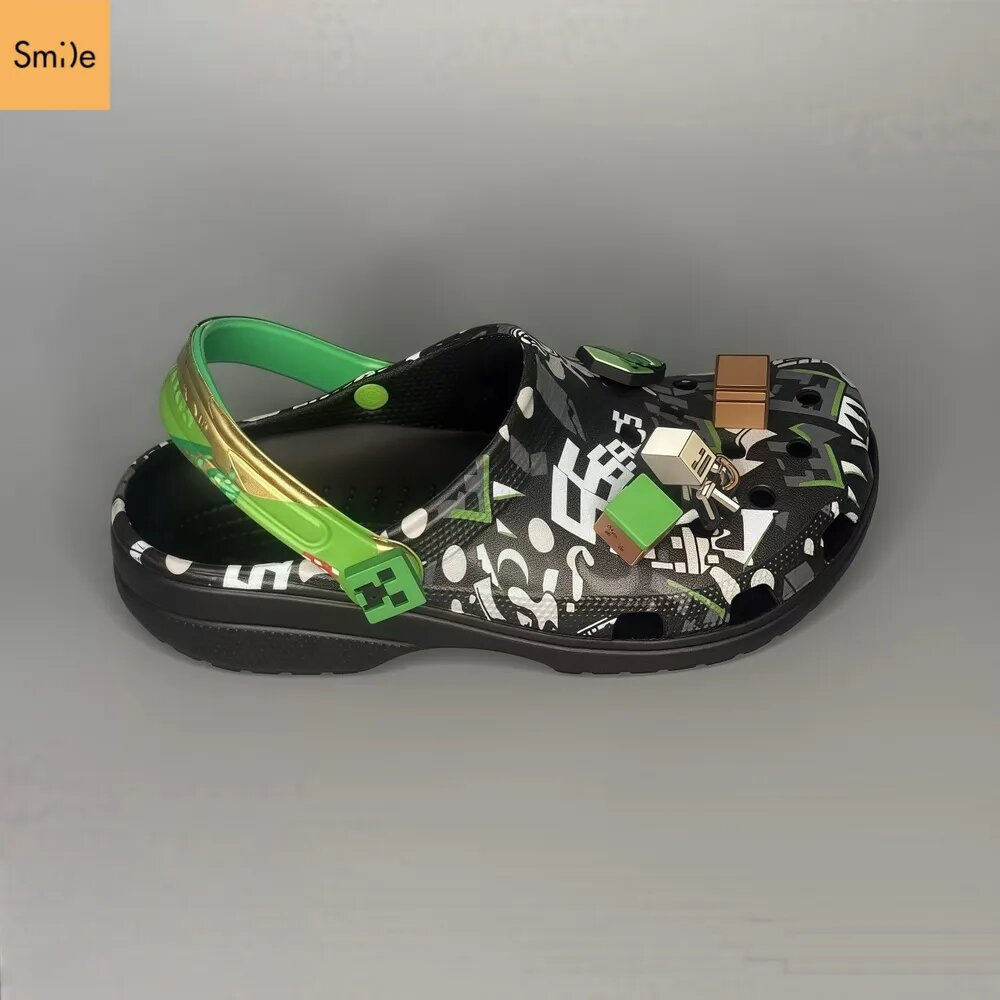 Сабо Crocs Minecraft, размер 37/38, черный/зеленый — фото 1