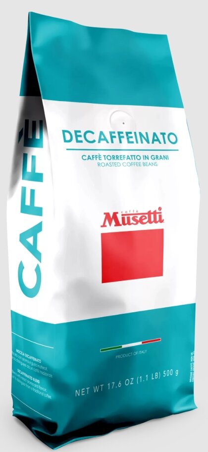 Кофе Musetti, премиум, Decaffeinato, без кофеина, Италия, обжаренный, в зернах, 1кг