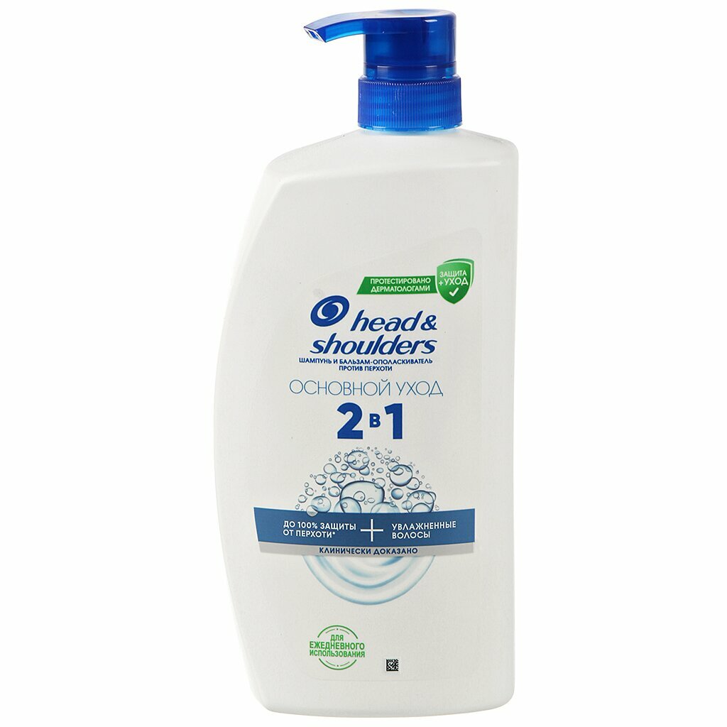 Шампунь бальзам-ополаскиватель Head & Shoulders, 2в1 Основной уход, против перхоти, 1 л — фото 1