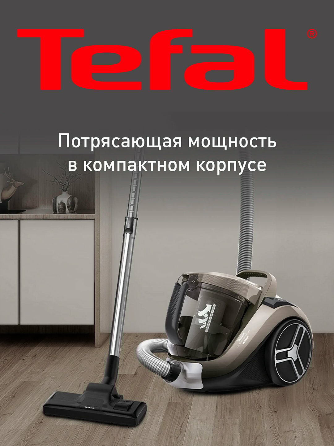 Пылесос Tefal TW4886EA - 550 Вт, контейнер 2.5 л, шнур 6.2 м, фильтр HEPA11+микроволокно, 6 насадок