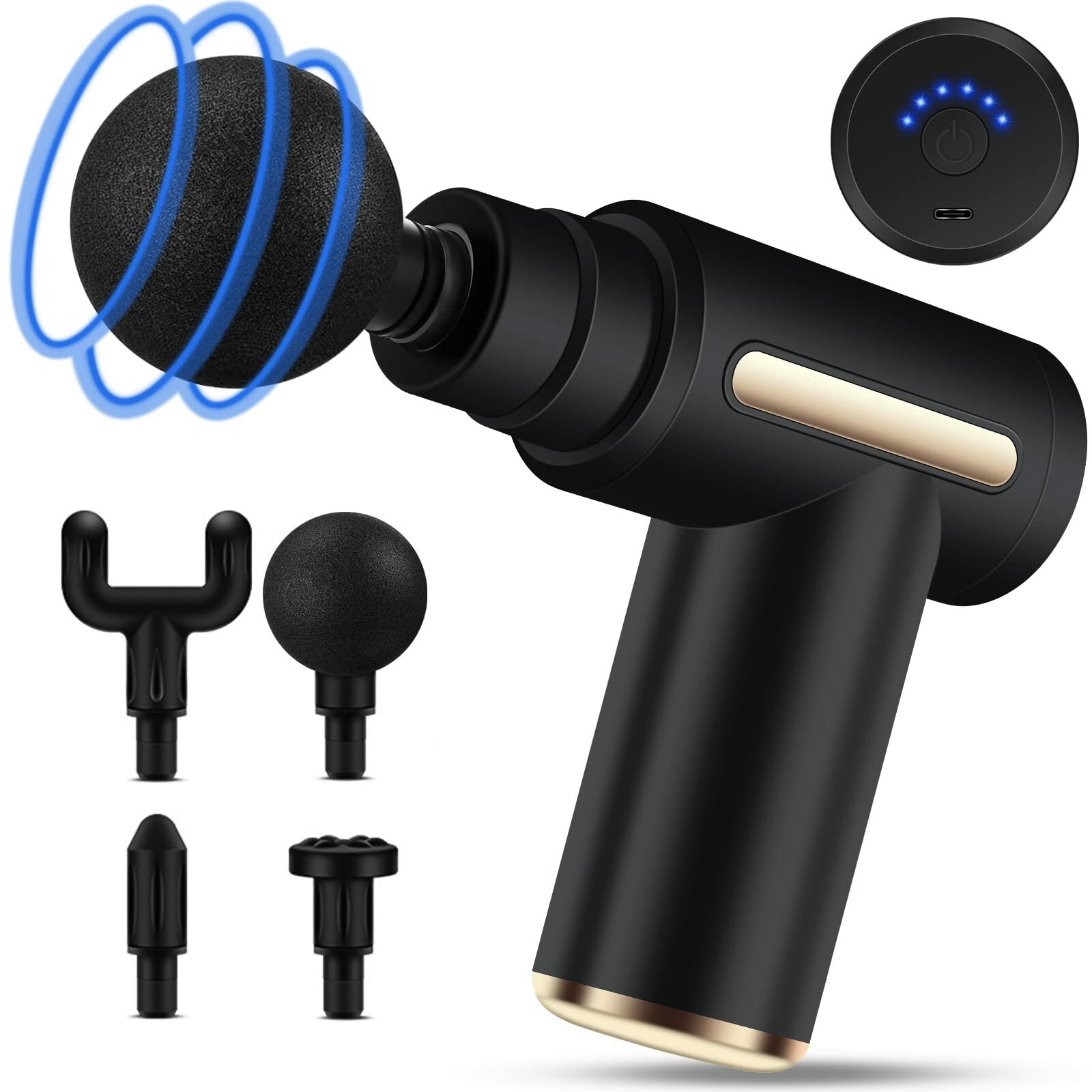 Массажный пистолет Massage gun, бесшумный, 6 режимов, USB Type-C. Black