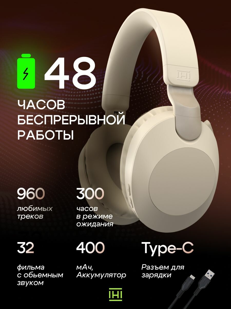 Наушники беспроводные накладные большие с микрофоном В2 — фото 1