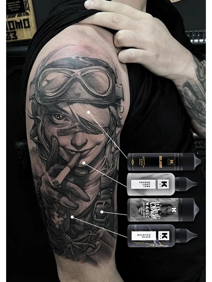 Краска для тату " Краска Tattoo Ink" 30 мл Малевич черный / black — фото 1