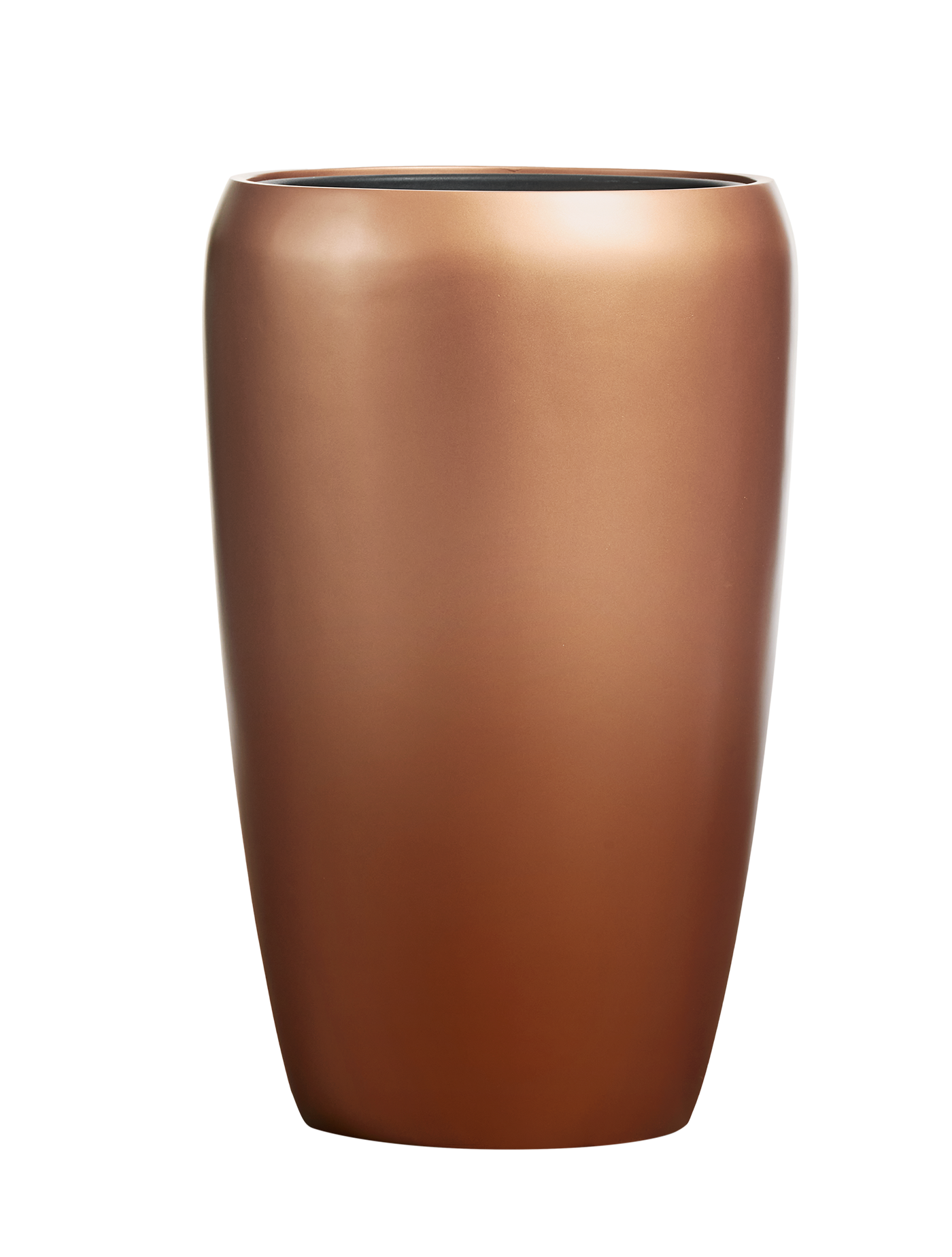 Кашпо TREEZ Effectory Metal Высокий округлый конус Лаковое матовое тёмное золото в-68 см, д-43 см