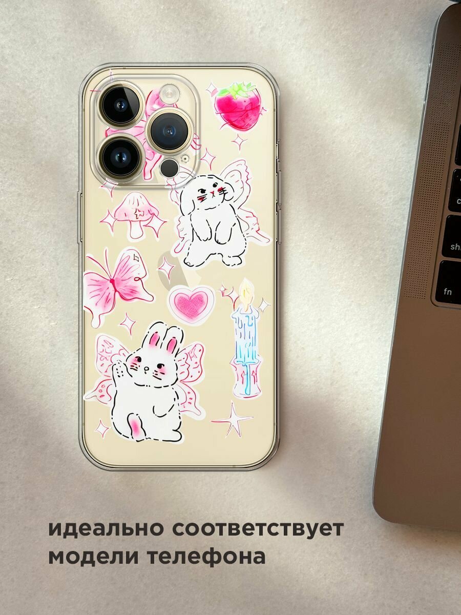 Чехол на Apple iPhone 14 Pro Max / Айфон 14 Про Макс с принтом "Феи-кролики", прозрачный — фото 1