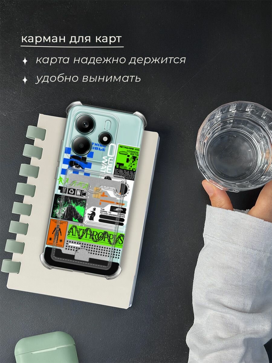 Чехол на Xiaomi Redmi Note 14 4G (Редми Нот 14 4G) с картой и принтом "Nothing impossible" — фото 1